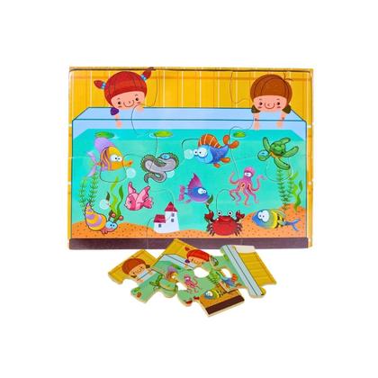 Imagem de Encaixe Divertido com Pinos MDF Oceano Toymix com Quebra Cabeca Brinquedo Educativo Pedagogico