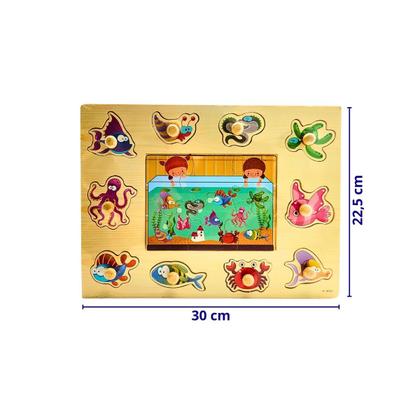 Imagem de Encaixe Divertido com Pinos MDF Oceano Toymix com Quebra Cabeca Brinquedo Educativo Pedagogico