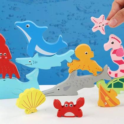 Imagem de Encaixe Divertido Quebra Cabeça 3D MDF Brinquedo Educativo Animais Numero Montessori Colorido Formas