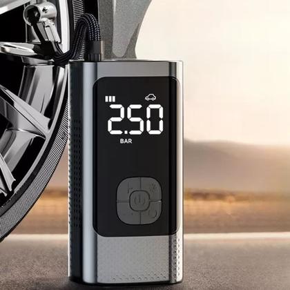 Imagem de Enchedor de pneu portatil facil uso preto 7,4v bivolto