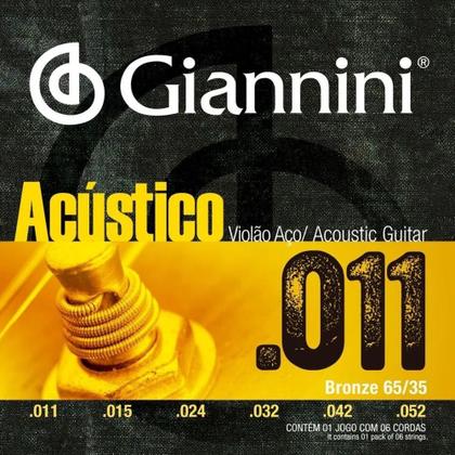 Imagem de Encordoamento AÇO Giannini  para Violão ACÚSTICO 011 GESPW .011