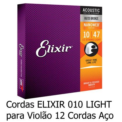 Imagem de Encordoamento Elixir 010 Para Violão 12 Cordas Light 11152