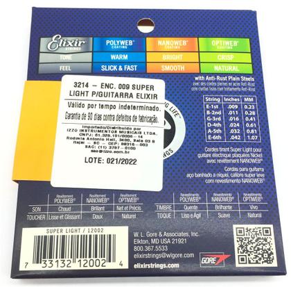 Imagem de Encordoamento Elixir 09 guitarra 12002 Nanoweb