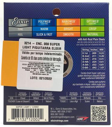 Imagem de Encordoamento Elixir 09 guitarra 12002 Nanoweb