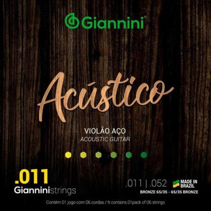 Imagem de Encordoamento Giannini Para Violão Aço .011 GESPW Bronze Série Acústico