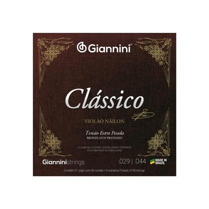 Imagem de Encordoamento Giannini para Violão Nailon Clássico Tensão Extra Pesada GENWXPA + Palheta
