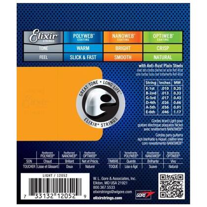 Imagem de Encordoamento Guitarra Elixir 010 Light Nanoweb 12052