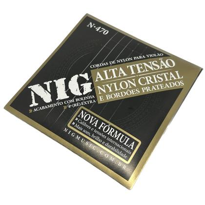 Imagem de Encordoamento Nylon com bolinha Violão Tensão Alta Nig N470 + corda extra D (ré)