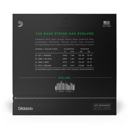 Imagem de Encordoamento Para Baixo 4 Cordas Escala Longa .040-.095 D'Addario NYXL NYXL4095