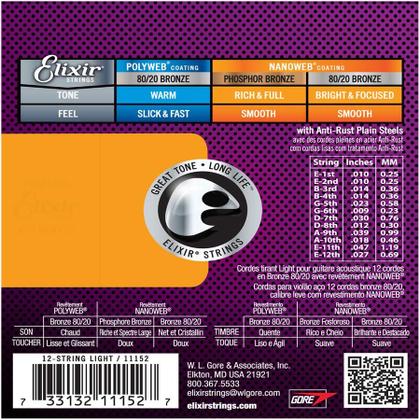 Imagem de Encordoamento para Violão Aço 12 Cordas Elixir 11152