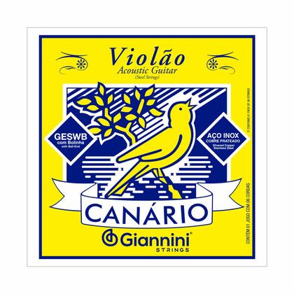 Imagem de Encordoamento para Violão GIANNINI CANÁRIO bolinha Aço GESWB com Palheta 