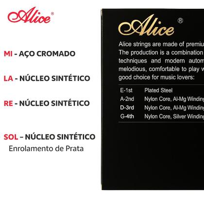 Imagem de Encordoamento Para Violino Alice A747 Profissional 4.4 Cordas Alice para Violino Produto com Selo