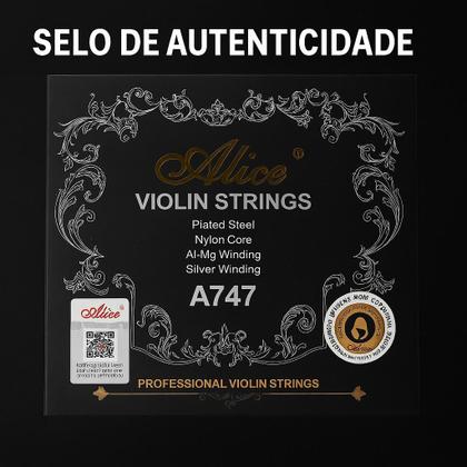 Imagem de Encordoamento Para Violino Alice A747 Profissional 4.4 Cordas Alice para Violino Produto com Selo