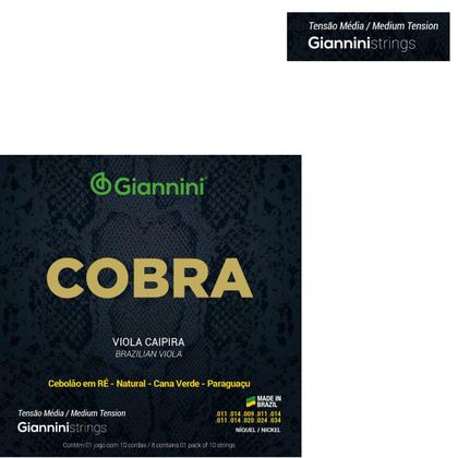 Imagem de Encordoamento Viola Caipira Giannini Cobra GESVNM Aço Níckel Médio