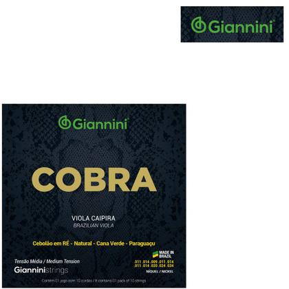 Imagem de Encordoamento Viola Caipira Giannini Cobra GESVNM Aço Níckel Médio