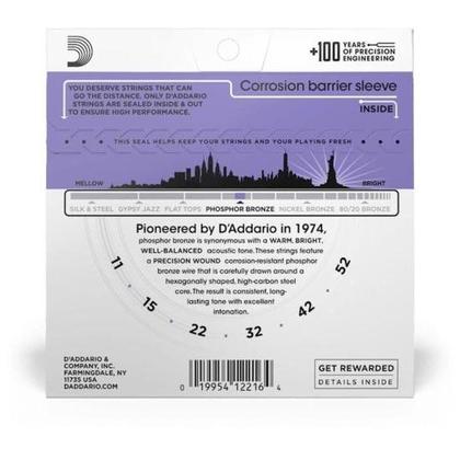 Imagem de Encordoamento Violão Aço .011-.052 Phosphor Bronze EJ26 D Addario F002