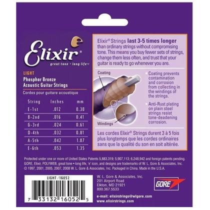 Imagem de Encordoamento Violão Aço 012 Light Phosphor Bronze - Elixir