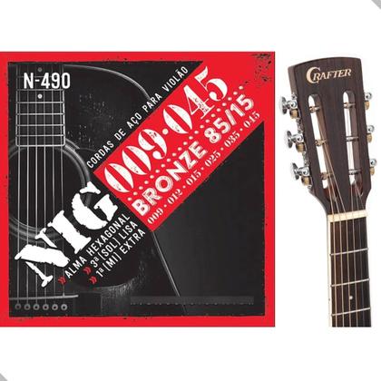 Imagem de Encordoamento Violão Aço Bronze N490 - 009/.045-6 Cordas Nig