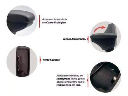 Imagem de Encosto Descanso de Braço Apoio Argo Cronos 2017 a 2023 Strada 2021 a 2023 Porta Objetos Eco Couro Encaixe Porta Copos Grafite Costura Grafite 