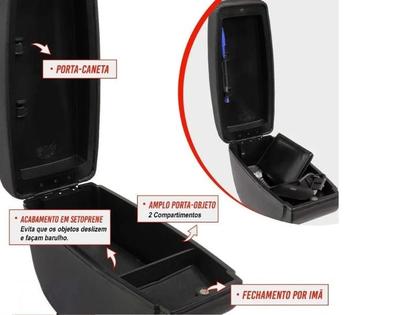 Imagem de Encosto Descanso de Braço Apoio Argo Cronos 2017 a 2023 Strada 2021 a 2023 Porta Objetos Eco Couro Encaixe Porta Copos Grafite Costura Grafite 