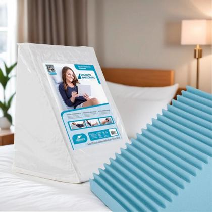 Imagem de Encosto Triangular Fibrasca Anatômico Ortopédico PósCirúrgico Coluna Varizes Pernas Amamentação Conforto Absoluto