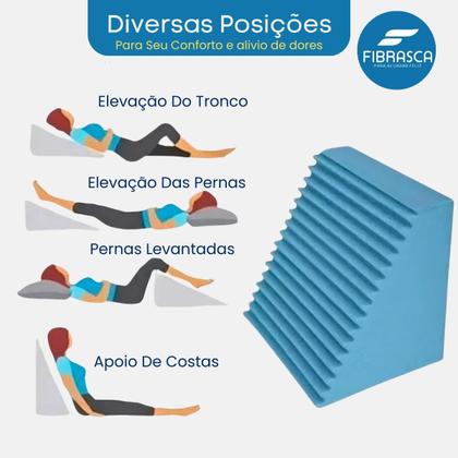 Imagem de Encosto Triangular Fibrasca Anatômico Ortopédico PósCirúrgico Coluna Varizes Pernas Amamentação Conforto Absoluto
