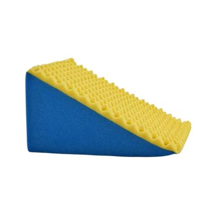 Imagem de Encosto Triangular Terapêutico Travesseiro Para Encostar - Multiuso - Amarelo e Azul