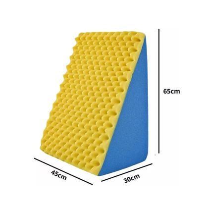 Imagem de Encosto Triangular Terapêutico Travesseiro Para Encostar - Multiuso - Amarelo e Azul