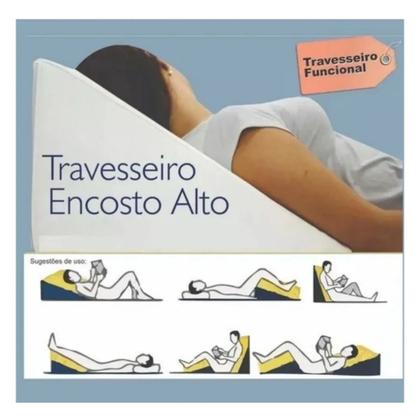 Imagem de Encosto Triangular Terapêutico Travesseiro Para Encostar - Multiuso - Amarelo e Azul