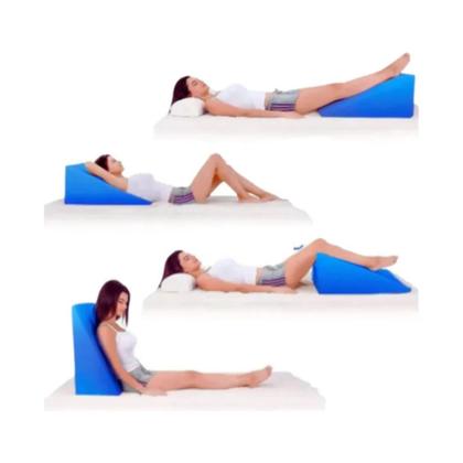 Imagem de Encosto Triangular Terapêutico Travesseiro Para Encostar - Multiuso - Amarelo e Azul