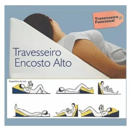 Imagem de Encosto Triangular Terapêutico Travesseiro Para Encostar - Multiuso - Roxo e Amarelo