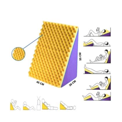 Imagem de Encosto Triangular - Travesseiro Para Encostar - Macio e Terapêutico - Amarelo e roxo