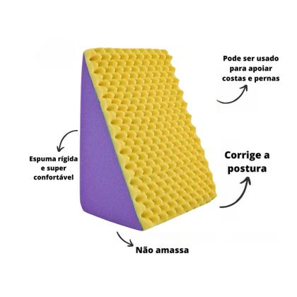 Imagem de Encosto Triangular - Travesseiro Para Encostar - Macio e Terapêutico - Amarelo e roxo