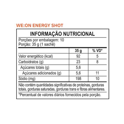 Imagem de Energy Shot Gel Carboidrato We:On Caixa 10 Sachês - Vegano