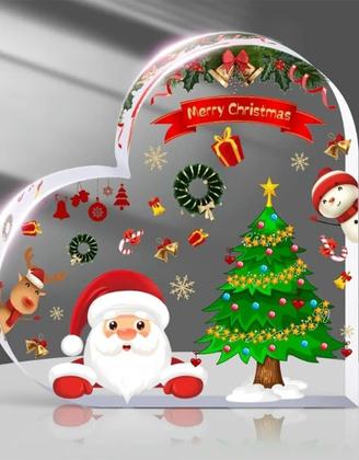 Imagem de Enfeite Adorno de Natal Acrílico Papai Noel e Boneco de Neve