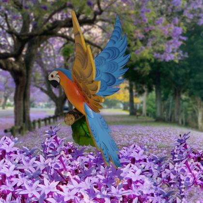 Imagem de Enfeite Arara com Asa Aberta no Tronco Pendurar Artesanato