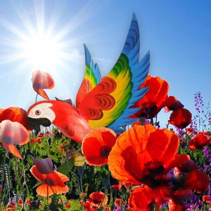 Imagem de Enfeite Arara com Asa Aberta no Tronco Pendurar Artesanato