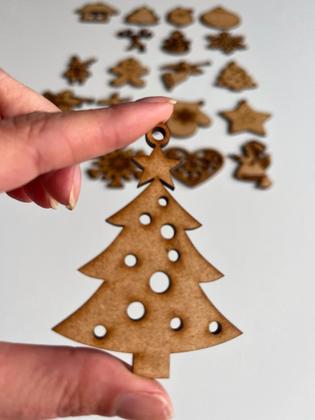 Imagem de Enfeite Árvore Natal Recorte Laser Mdf -kit com 20 peças