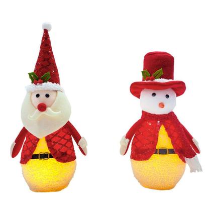 Imagem de Enfeite Boneco Papai Noel Ou Boneco de Neve Vermelho Com Led Sortido 32x15x6,5cm Ref.WFH15Rio Master