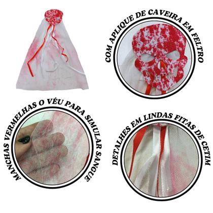 Imagem de Enfeite Cabelo Halloween Presilha Bico de Pato aplique e véu