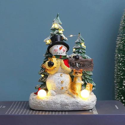 Imagem de Enfeite Cerâmica Árvore Boneco Neve Luminoso Natal Decoração