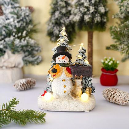 Imagem de Enfeite Cerâmica Árvore Boneco Neve Luminoso Natal Decoração