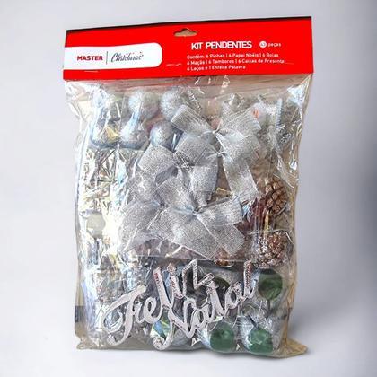 Imagem de Enfeite Com 43 Peças Prata Para Arvore De Natal Prateado Enfeite Palavra Feliz Natal