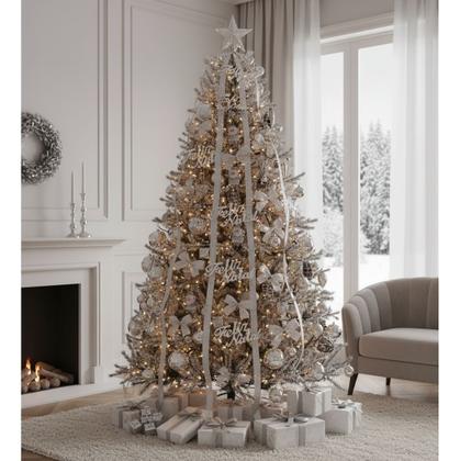 Imagem de Enfeite Com 43 Peças Prata Para Arvore De Natal Prateado Enfeite Palavra Feliz Natal