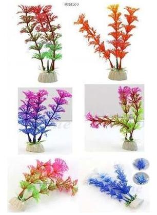 Imagem de Enfeite De Aquário Plantas Coloridas Artificiais Plásticas