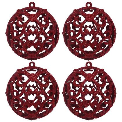 Imagem de Enfeite de arvore de natal bola maia 8cm com 4 pecas - niazitex