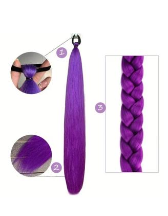 Imagem de Enfeite de Cabelo Trança Roxa Rabo de Cavalo Rumi K-POP Cor:Roxo