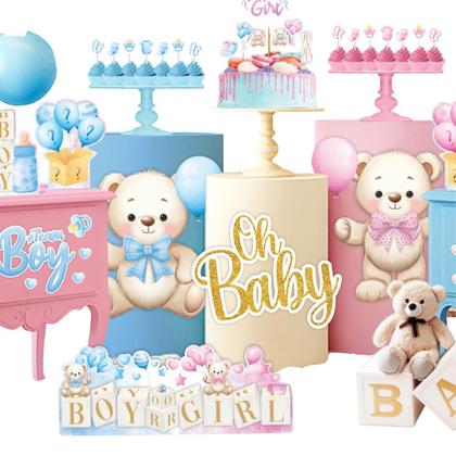 Imagem de Enfeite de Mesa Chá Revelação Azul e Rosa