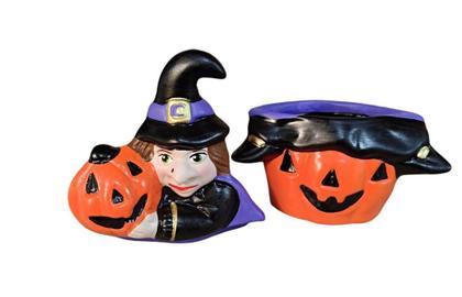 Imagem de Enfeite de Mesa de Halloween Bruxa Pote Decoração Bruxinha - Decore Casa