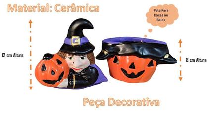 Imagem de Enfeite de Mesa de Halloween Bruxa Pote Decoração Bruxinha - Decore Casa